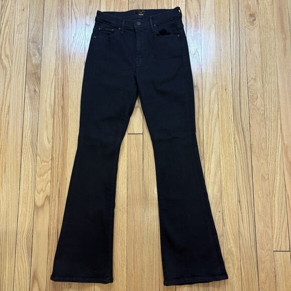 MOTHER Denim - Mother Jeans Womens 27 Black The Weekender Nighty Night Flare Stretch Denim